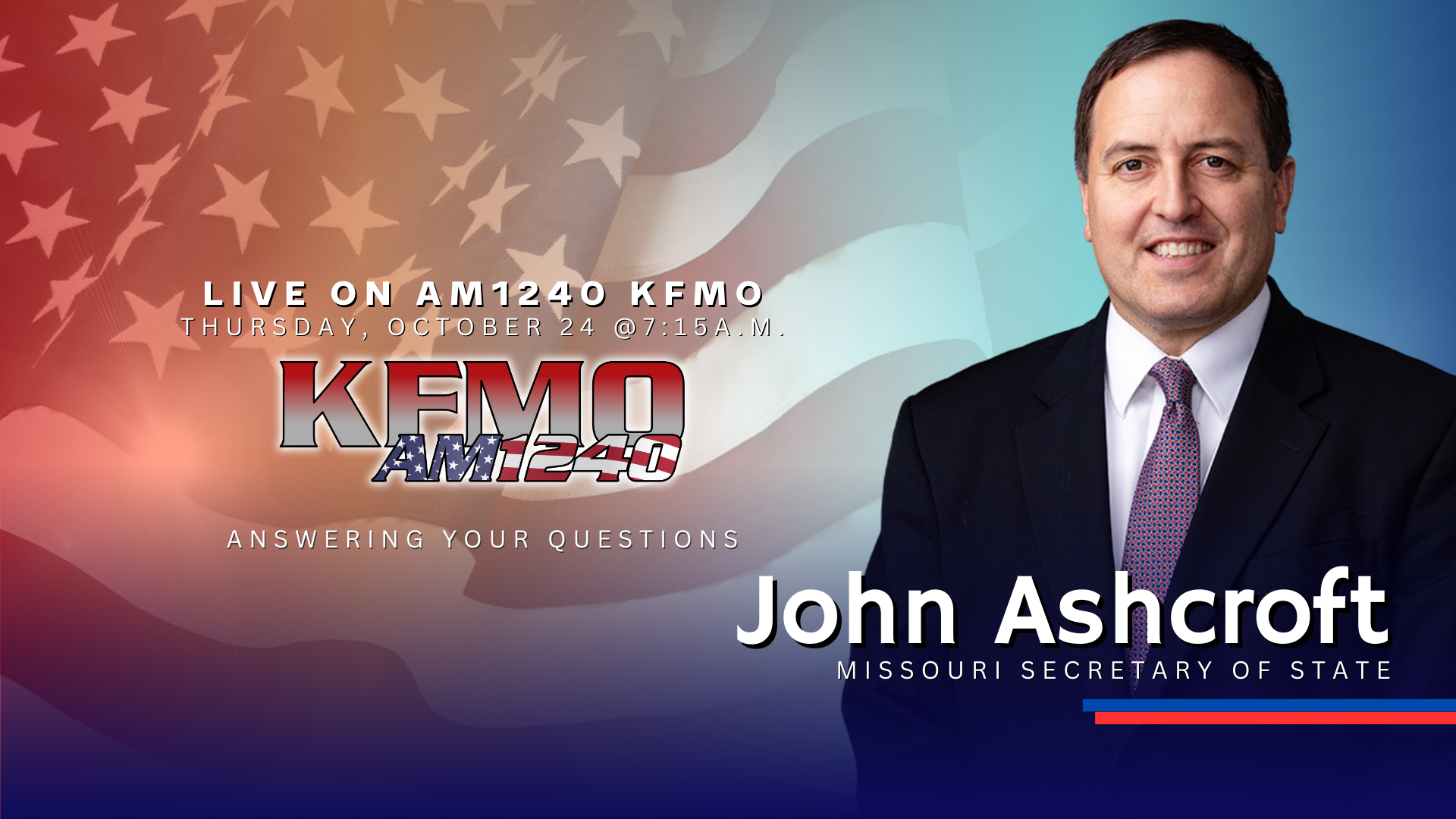 Missouri Secretary of State John Ashcroft to Answer Voter Questions LIVE on AM1240 KFMO